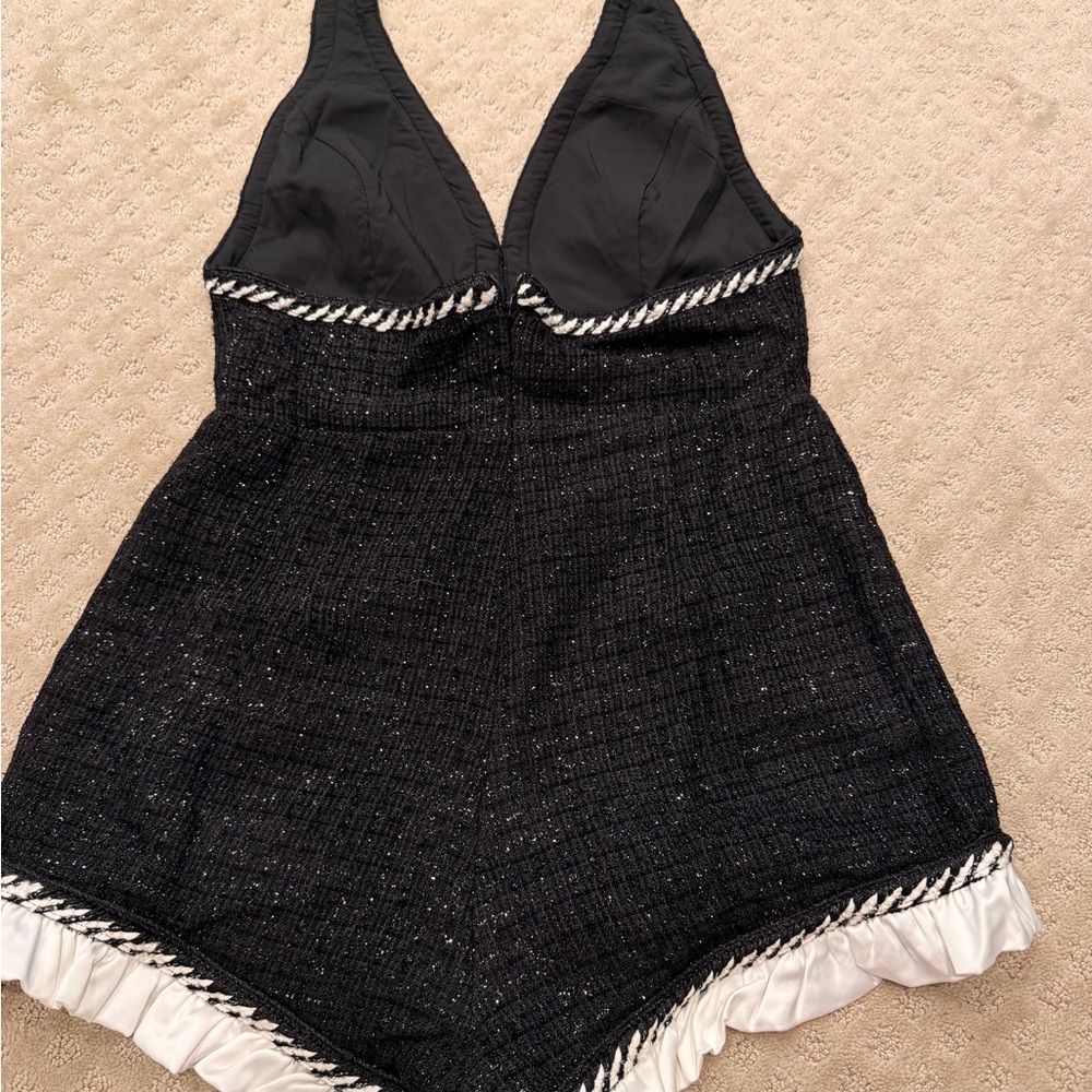 Tweed Black and White Halter Romper - Picture 5 of 6